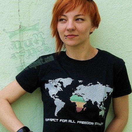 Dámské tričko černé Freedom Fighters Map - rasta afryka