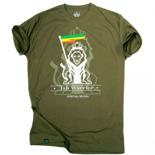 Tričko Jah Warrior Spiritual Revival | olivové