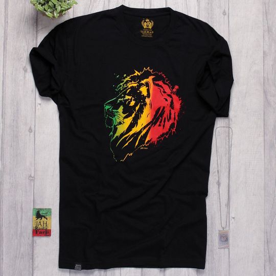 Tričko rasta Jah Lion | černé