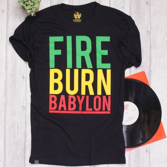 rasta tričko Fire Burn Babylon