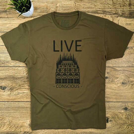 Tričko Live Conscious – Olivové