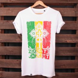 rasta tričko Zion Gate Jah Light - bílé | Organic Cotton