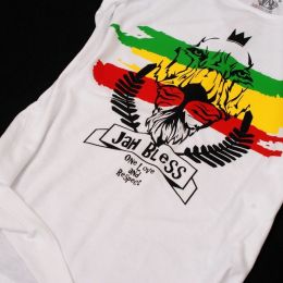 Dámské tričko Jah Bless / One Love and Respect - bílé