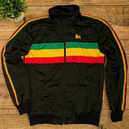 Sportovní černá mikina s panelem v barvách Reggae