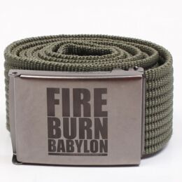 Pásek  - Fire Burn Babylon olivový