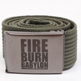Pásek - Fire Burn Babylon olivový