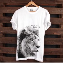 T-shirt Lion - Beats of the heart | bilé