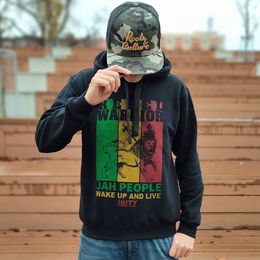 Rasta mikina s kapucí Rebel Warrior | Jah people wake up and live