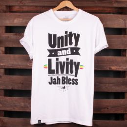 Tričko Unity and Livity Jah Bless | bílé