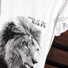 T-shirt Lion - Beats of the heart | bilé