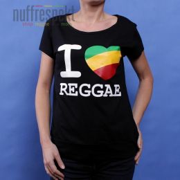 Dámské tričko černé I Love Reggae - Irie Lion