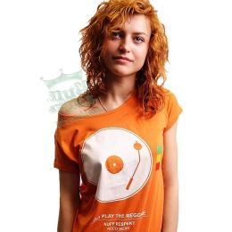 Dámské tričko oranžové DJ! Play The Reggae - Nuff Respekt Roots Wear