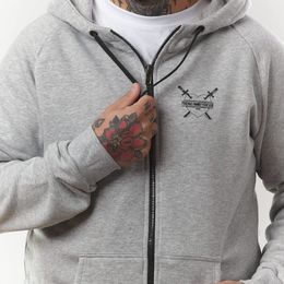 Intruz- Small heart zipped hoodie grey