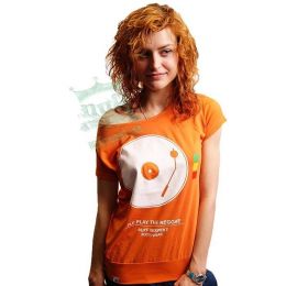 Dámské tričko oranžové DJ! Play The Reggae - Nuff Respekt Roots Wear