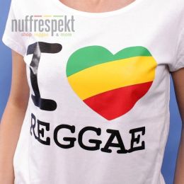 Dámské tričko bílé I Love Reggae - Irie Lion 