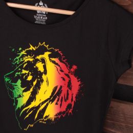 Dámské tričko Rasta Jah Lion | černé