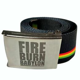 Pásek - Fire Burn Babylon rasta stripe