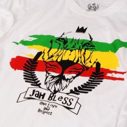Pánské tričko Jah Bless / One Love and Respect - bílé